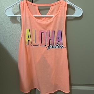 justice orange tank top!with and open back